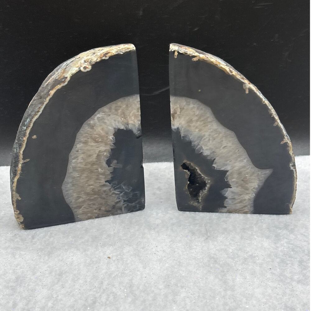 Beautiful Polished Agate Druzy Pocket Bookends